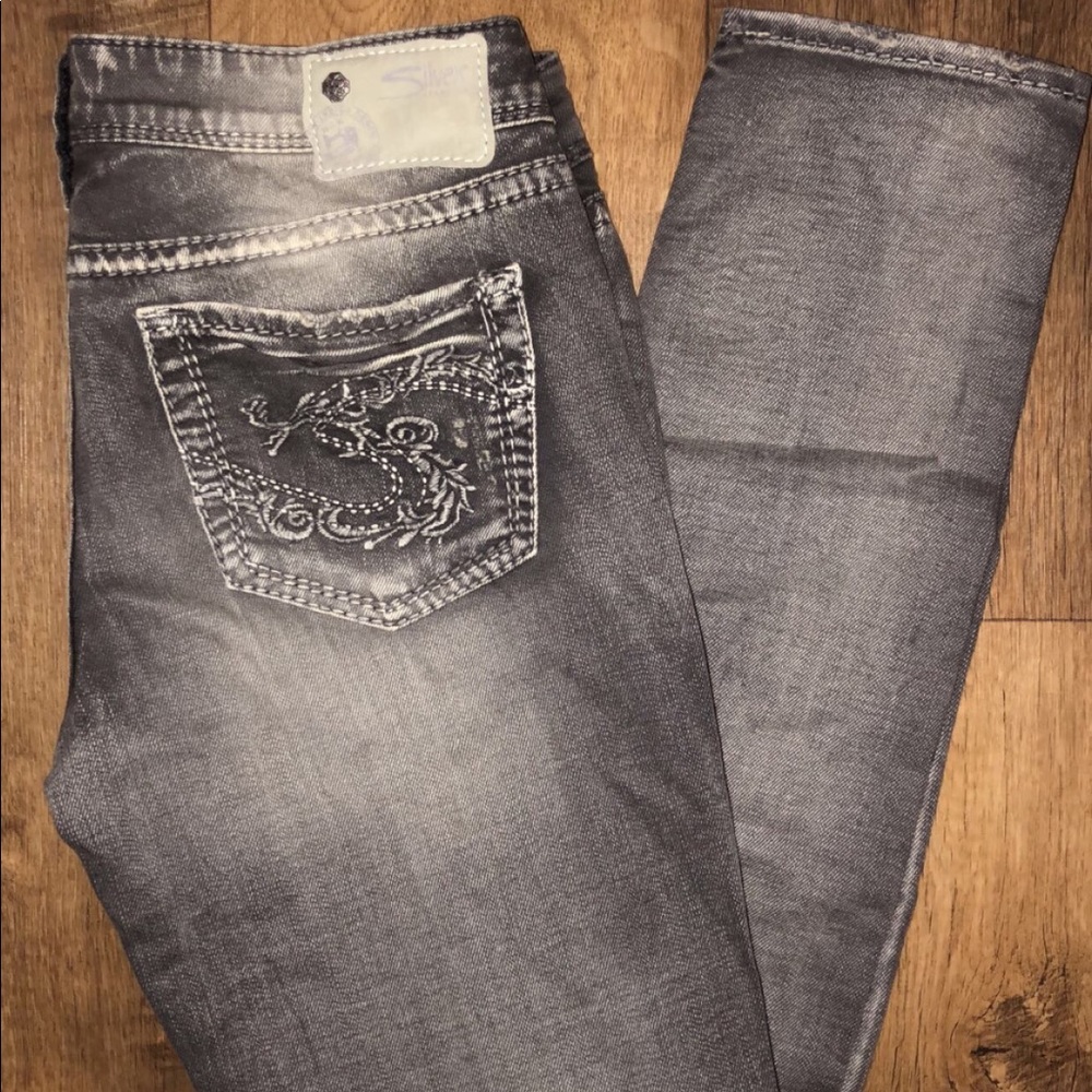 Size 28 Silver brand grey skinny jeans